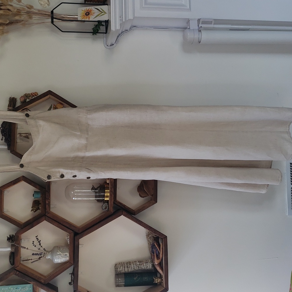 Vintage linen DKNY overall dress